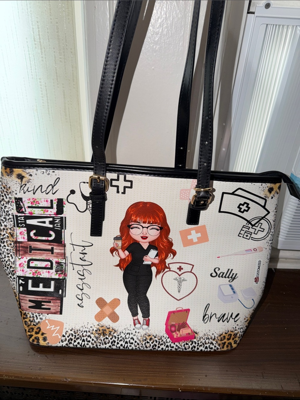 Medical Assistant Themed Tote Bag in White and Black